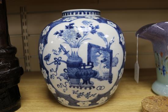 A large Chinese blue and white ginger jar